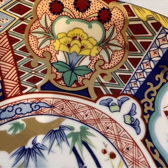 Japanese Imari Ware Porcelain Ceramic Plate Floral Design Collectible -Vtg! - Picture 9 of 17